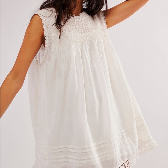 Free People Dresses & Skirts - Free People White Crochet Yoke Mini Dress
